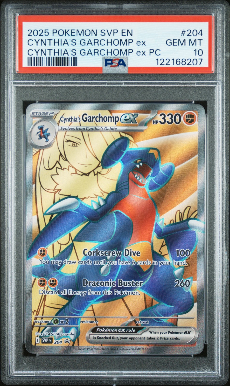 2025 POKEMON SVP EN-SV BLACK STAR PROMO #204 CYNTHIA'S GARCHOMP EX PSA 10
