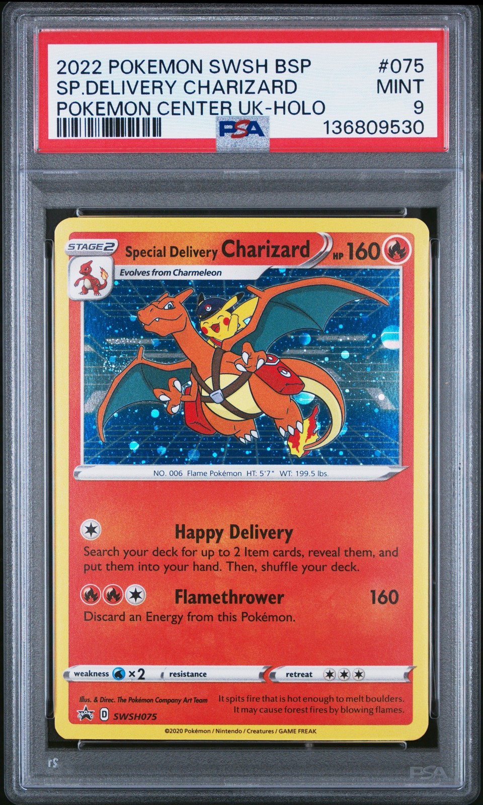 2022 POKEMON SWSH BLACK STAR PROMO #075 SPECIAL DELIVERY CHARIZARD-HOLO PSA 9