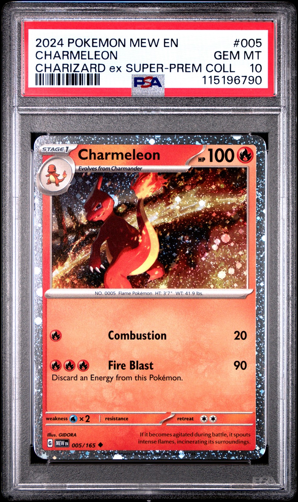 2024 POKEMON MEW EN-151 CHARIZARD EX SUPER-PREM COLL #005 CHARMELEON PSA 10