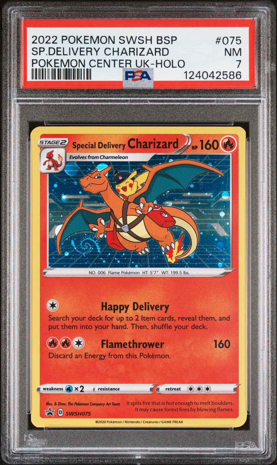 2022 POKEMON SWSH BLACK STAR PROMO #075 SPECIAL DELIVERY CHARIZARD-HOLO PSA 7