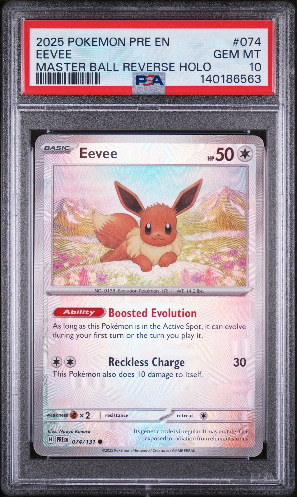 2025 POKEMON PRE EN-PRISMATIC EVOLUTIONS MASTER BALL REVERSE HOLO EEVEE PSA 10