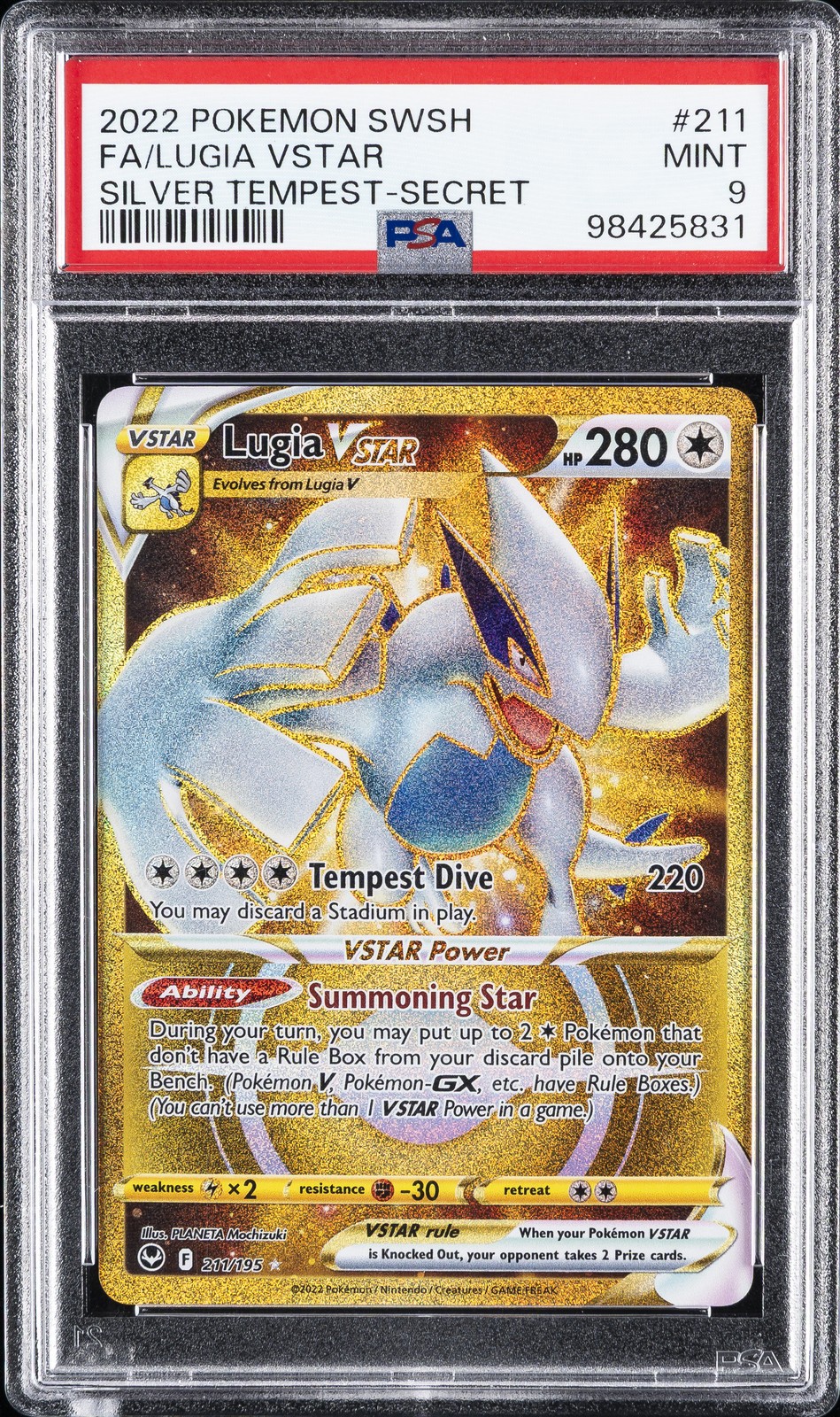2022 POKEMON SWORD & SHIELD SILVER TEMPEST SECRET FULL ART/LUGIA VSTAR PSA 9