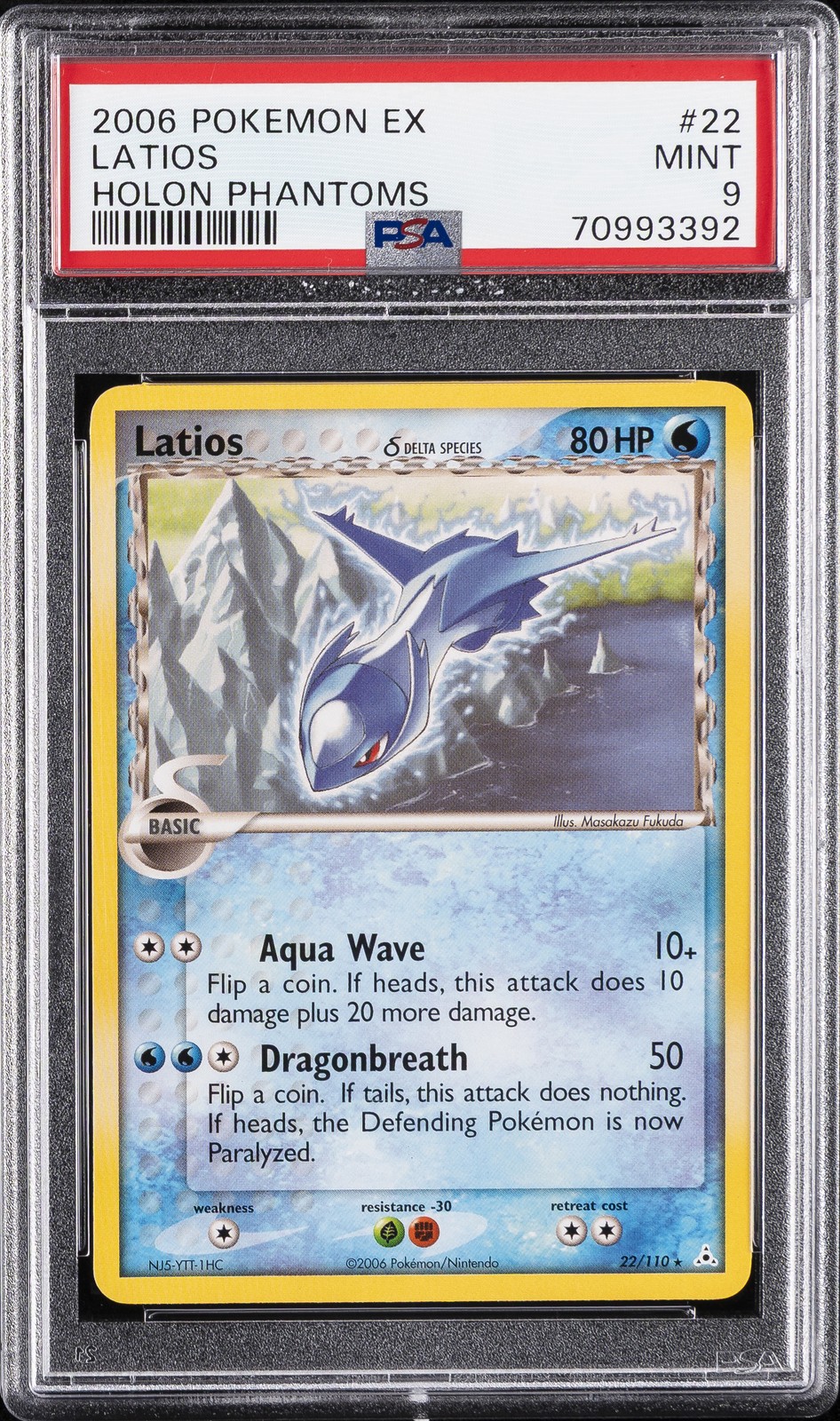 2006 POKEMON EX HOLON PHANTOMS #22 LATIOS PSA 9