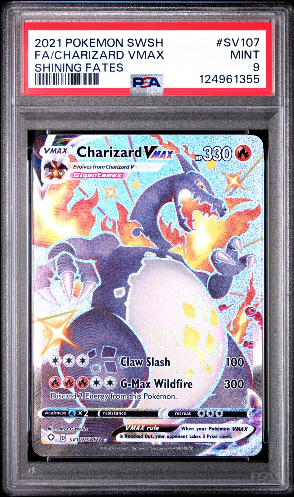 2021 POKEMON SWORD & SHIELD SHINING FATES #SV107 FULL ART/CHARIZARD VMAX PSA 9