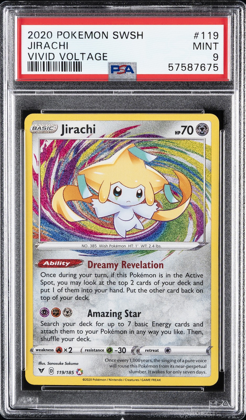2020 POKEMON SWORD & SHIELD VIVID VOLTAGE #119 JIRACHI PSA 9