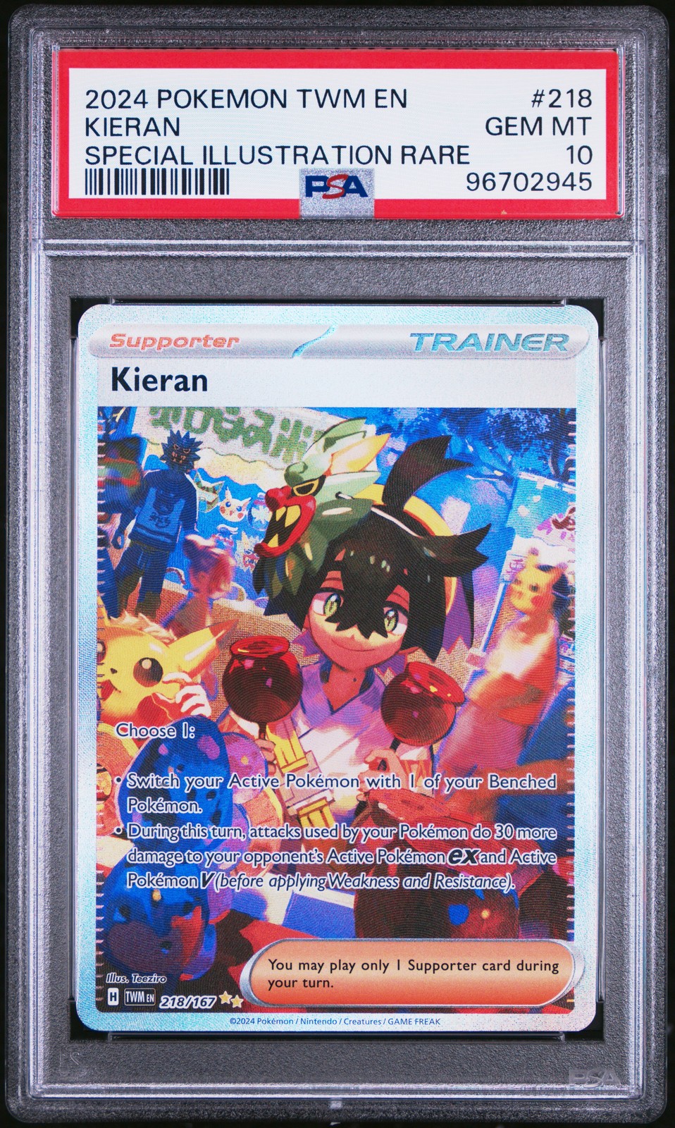 2024 POKEMON TWM EN-TWILIGHT MASQUERADE SPECIAL ILLUSTRATION RARE KIERAN PSA 10