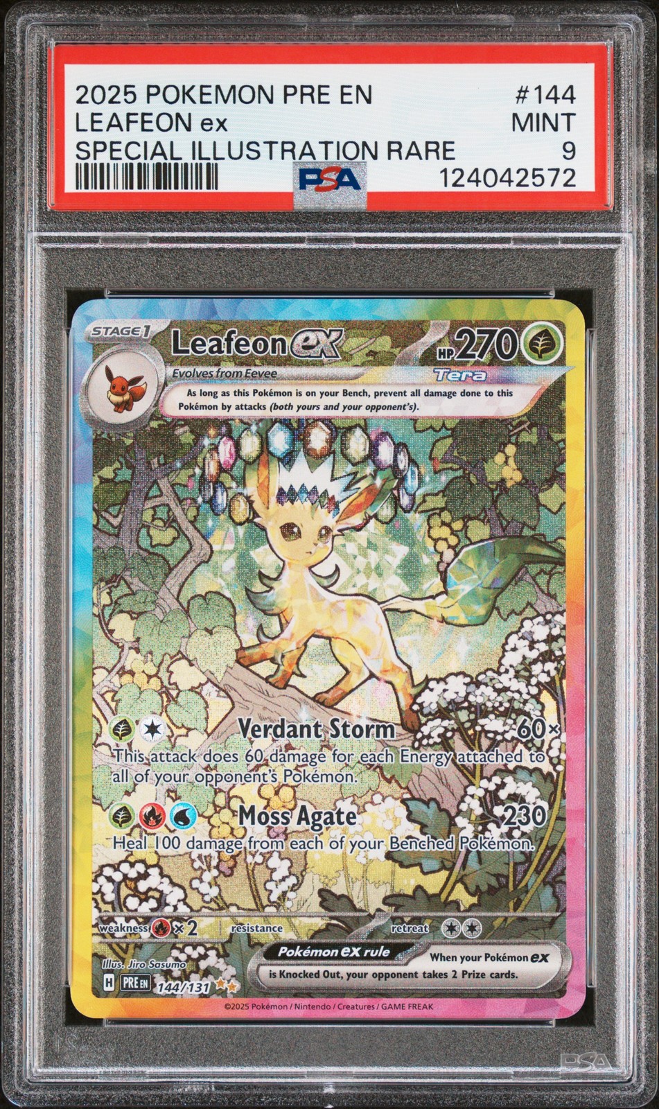 2025 POKEMON PRE EN-PRISMATIC EVOLUTIONS #144 LEAFEON EX PSA 9