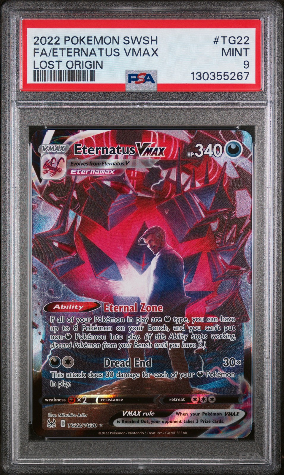 2022 POKEMON SWORD & SHIELD LOST ORIGIN #TG22 FULL ART/ETERNATUS VMAX PSA 9