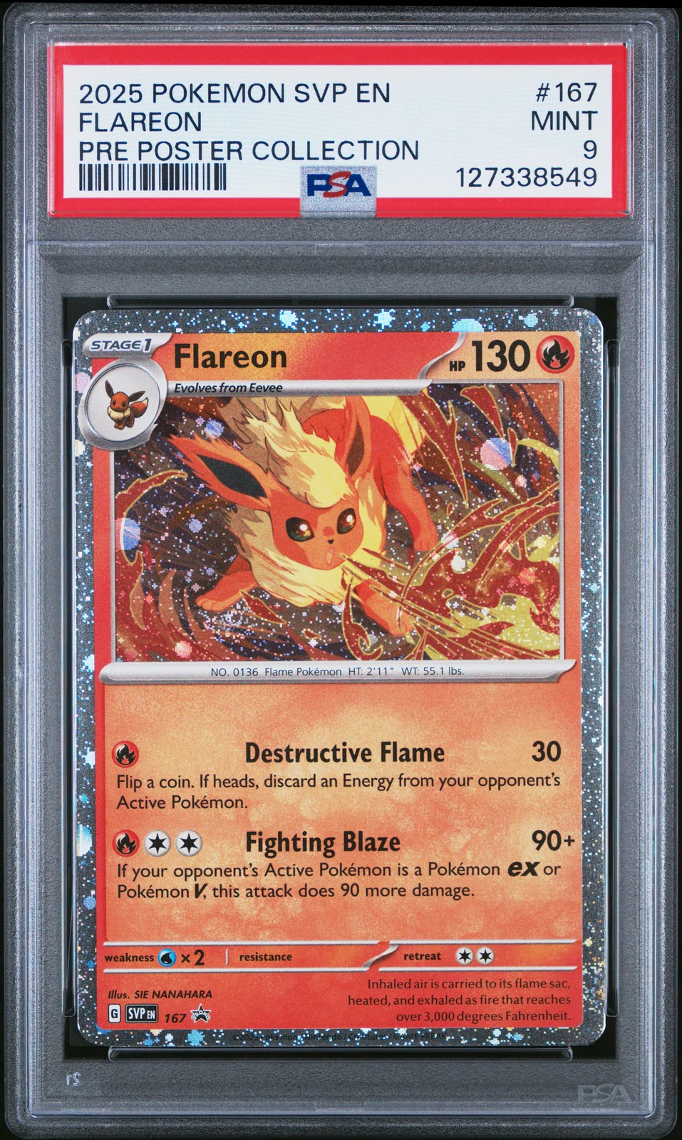 2025 POKEMON SVP EN-SV BLACK STAR PROMO #167 FLAREON PSA 9