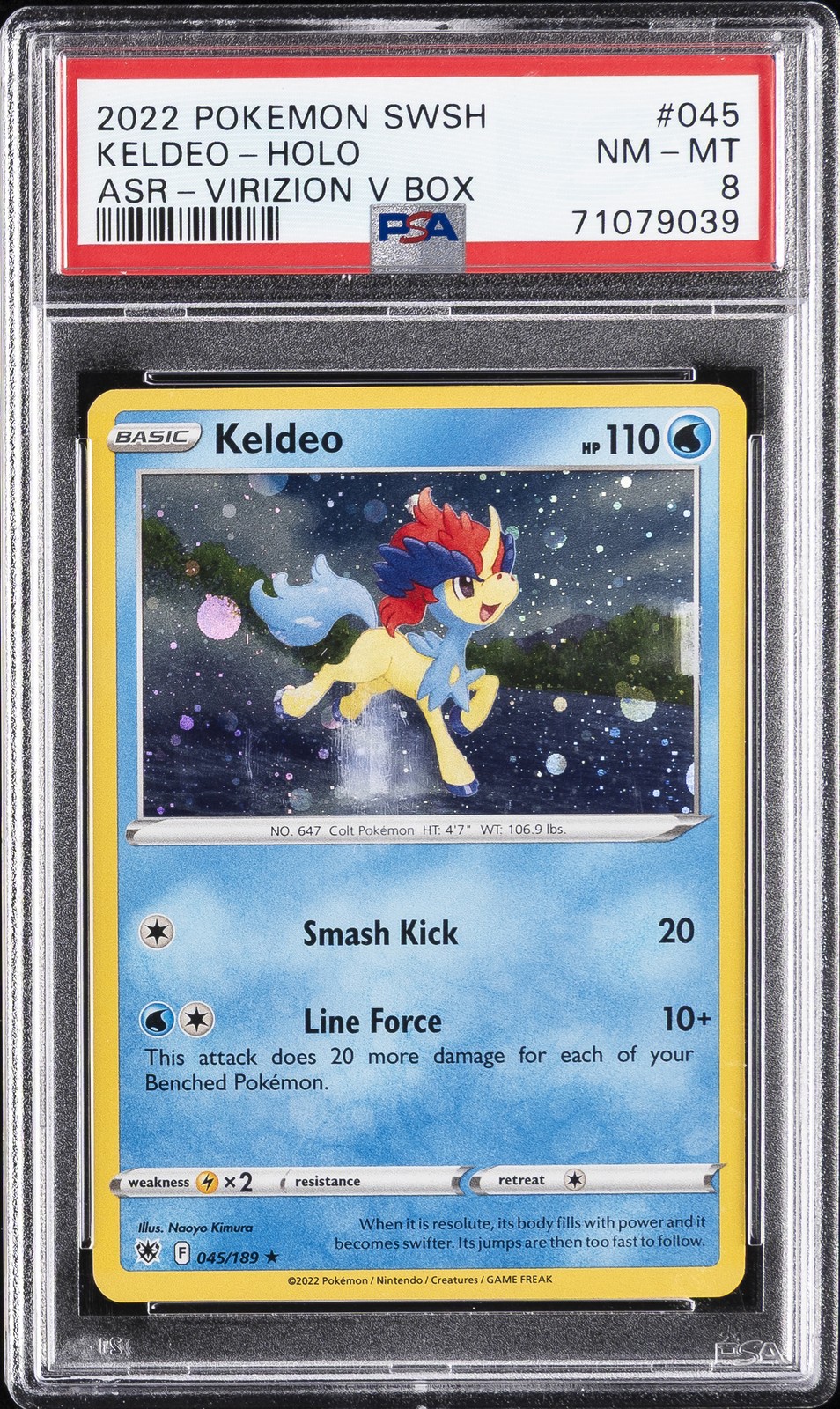 2022 POKEMON SWORD & SHIELD ASTRAL RADIANCE VIRIZION V BOX KELDEO-HOLO PSA 8