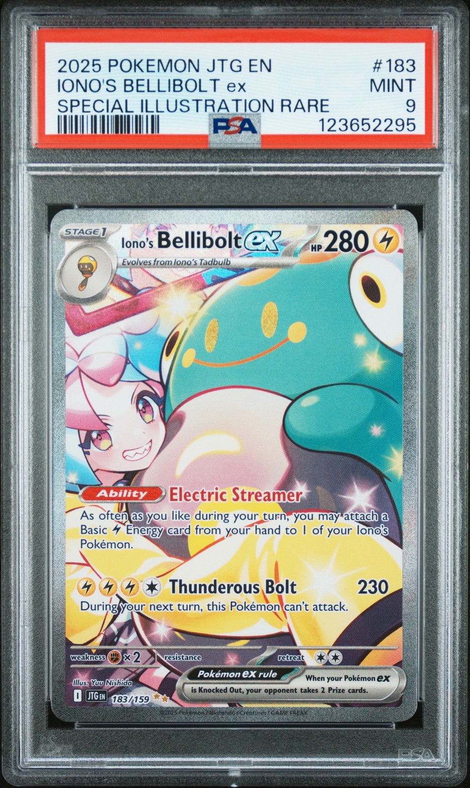 2025 POKEMON JTG EN-JOURNEY TOGETHER #183 IONO'S BELLIBOLT EX PSA 9
