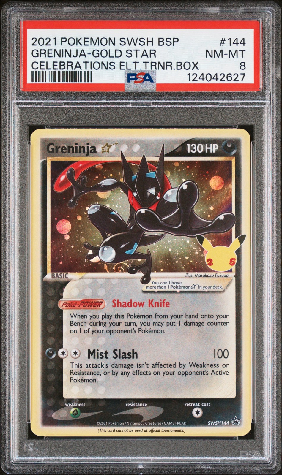 2021 POKEMON SWSH BLACK STAR PROMO #144 GRENINJA-GOLD STAR PSA 8