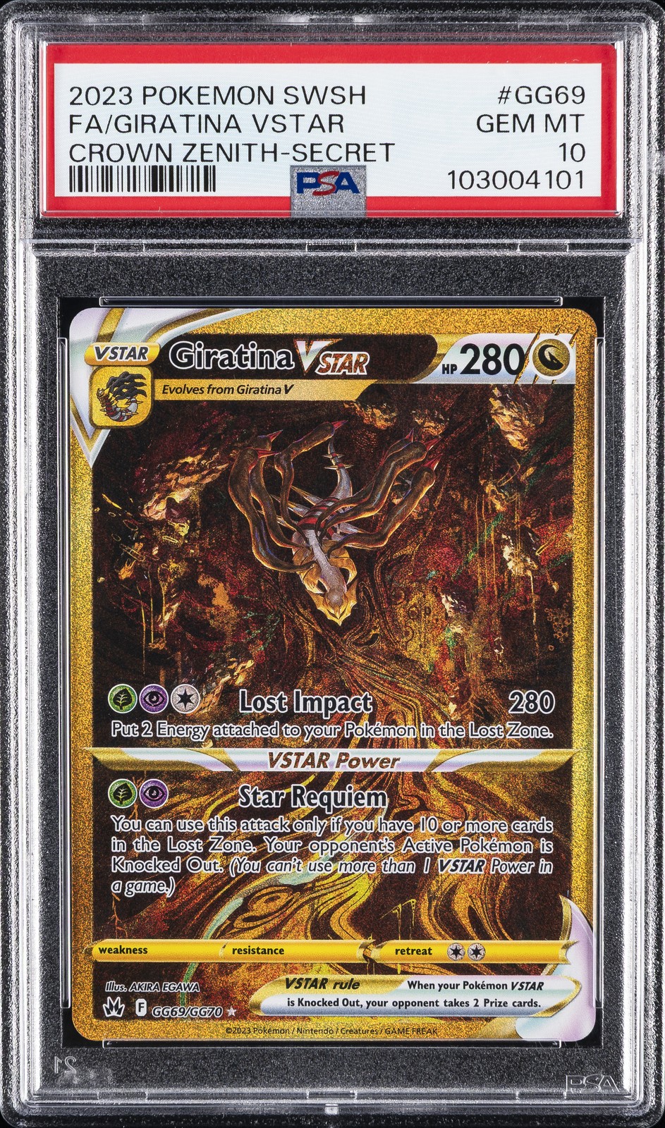 2023 POKEMON SWORD & SHIELD CROWN ZENITH SECRET FULL ART/GIRATINA VSTAR PSA 10