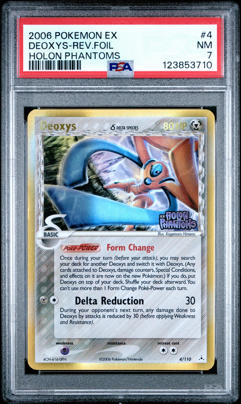 2006 POKEMON EX HOLON PHANTOMS #4 DEOXYS-REVERSE FOIL PSA 7