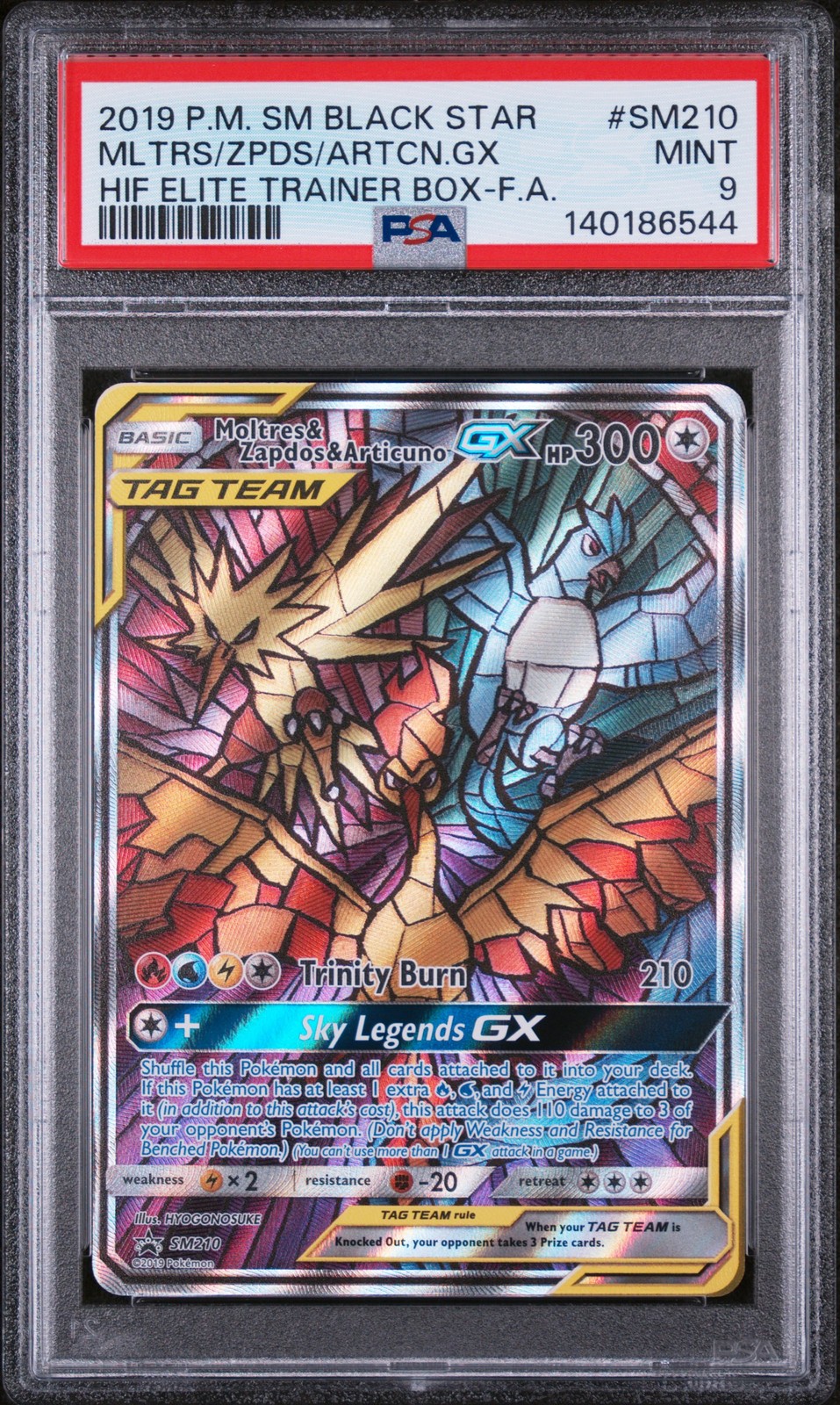 2019 POKEMON SM BLACK STAR PROMO FULL ART/MOLTRES & ZAPDOS & ARTICUNO GX PSA 9