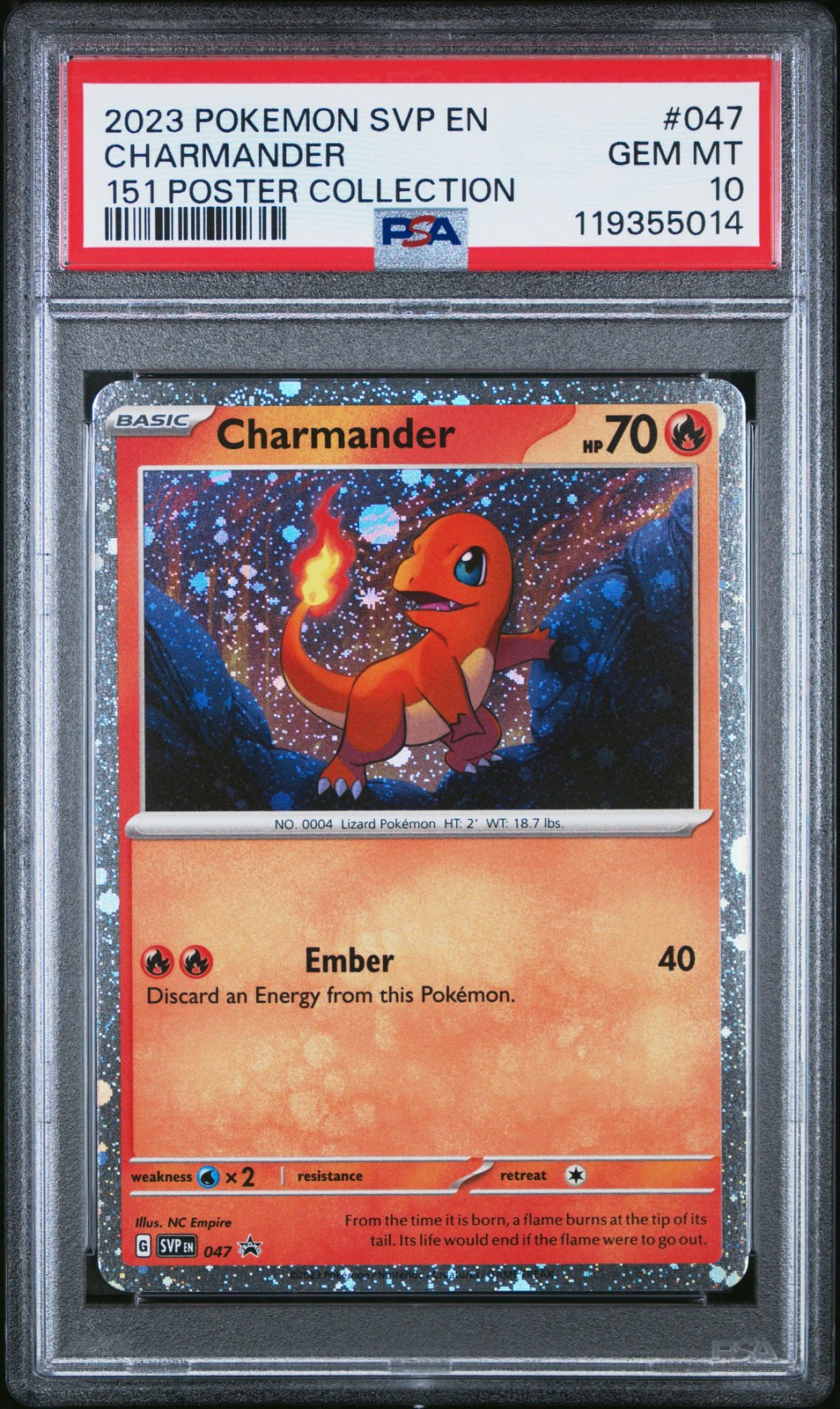 2023 POKEMON SVP EN-SV BLACK STAR PROMO 151 POSTER COLL #047 CHARMANDER PSA 10