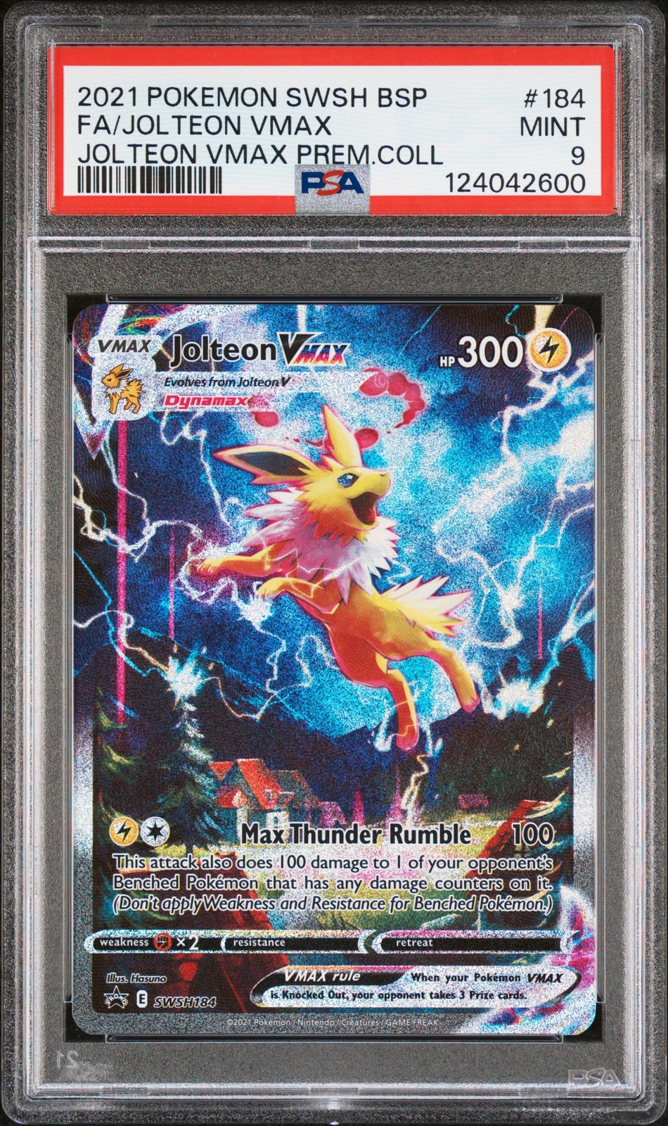 2021 POKEMON SWSH BLACK STAR PROMO #184 FULL ART/JOLTEON VMAX PSA 9
