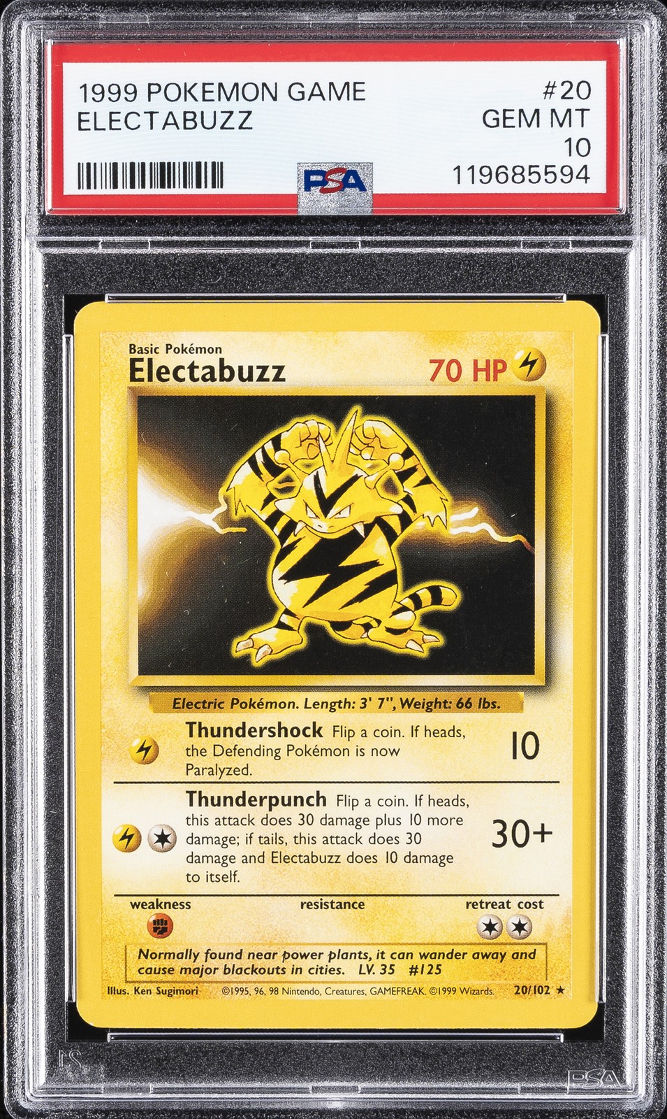 1999 POKEMON GAME #20 ELECTABUZZ PSA 10