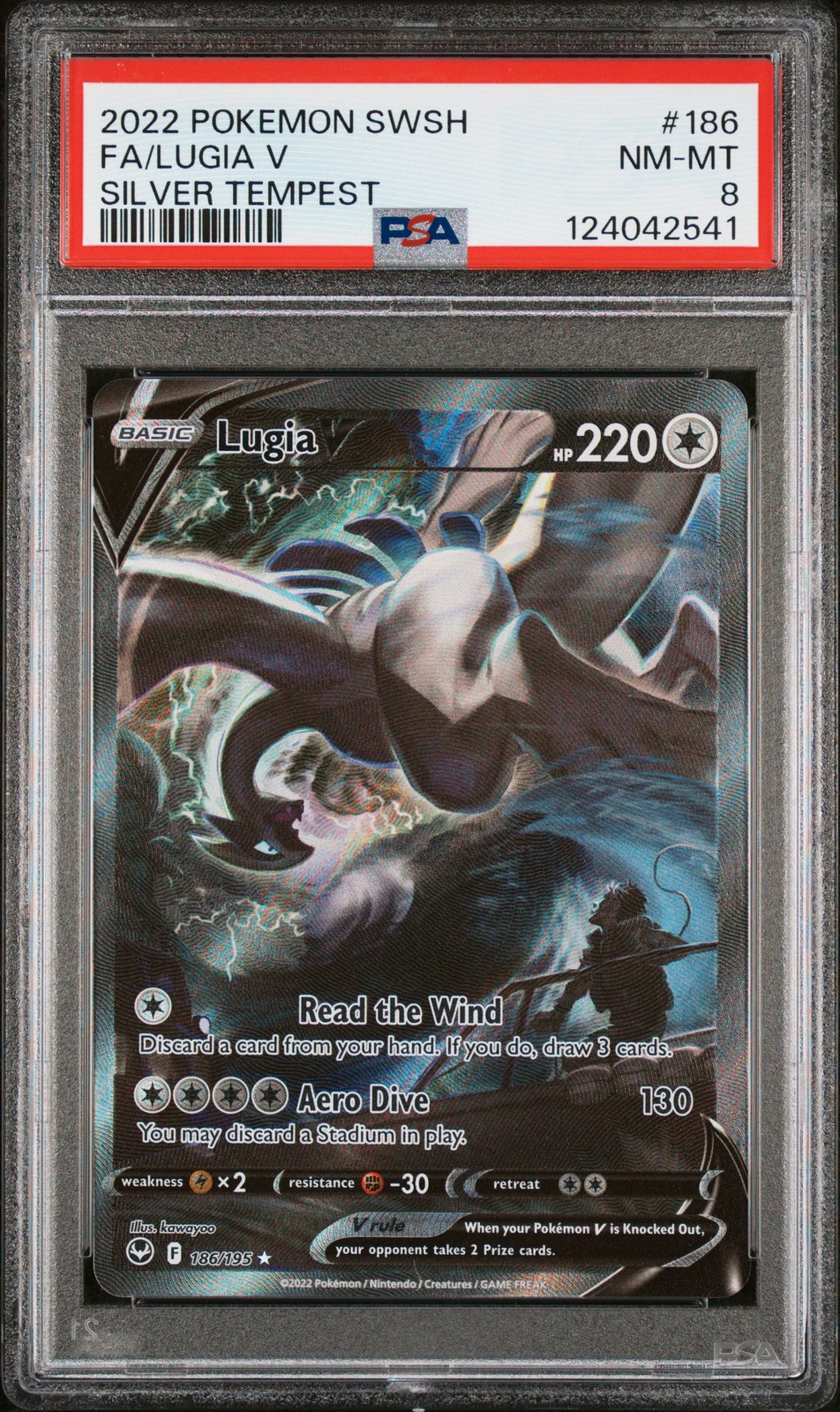 2022 POKEMON SWORD & SHIELD SILVER TEMPEST #186 FULL ART/LUGIA V PSA 8