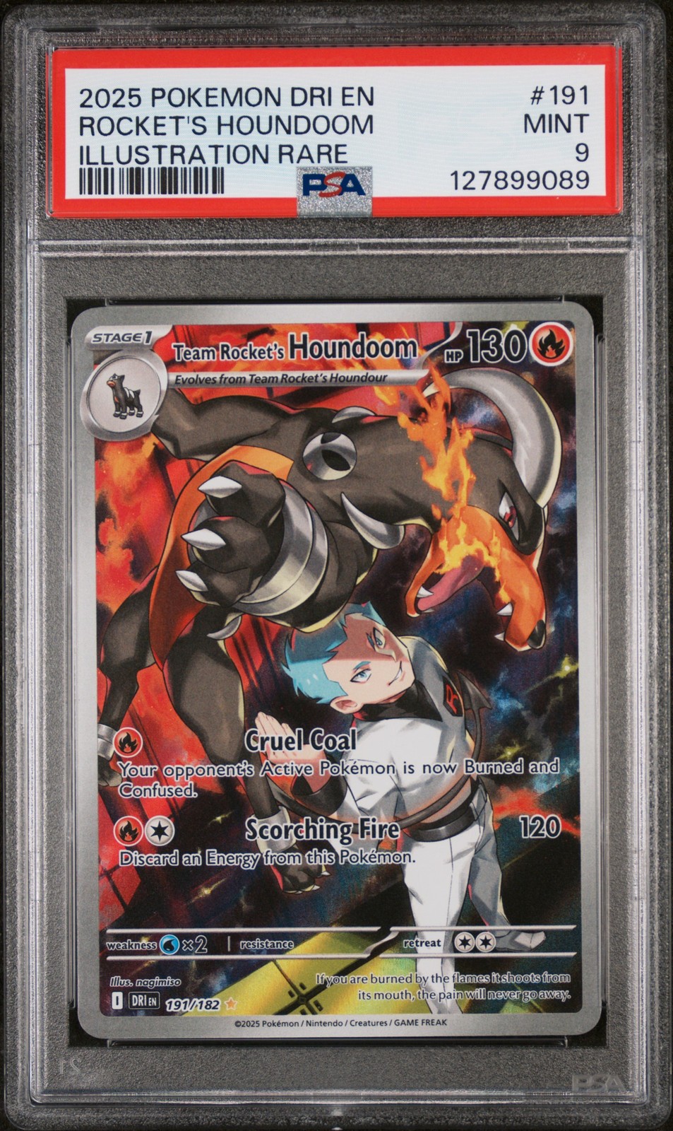 2025 POKEMON DRI EN-DESTINED RIVALS #191 TEAM ROCKET'S HOUNDOOM PSA 9