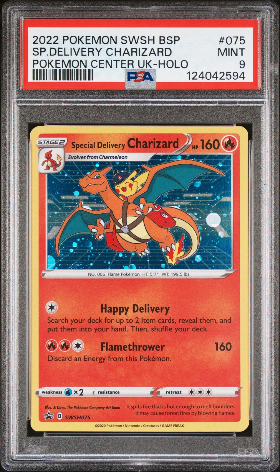 2022 POKEMON SWSH BLACK STAR PROMO #075 SPECIAL DELIVERY CHARIZARD-HOLO PSA 9