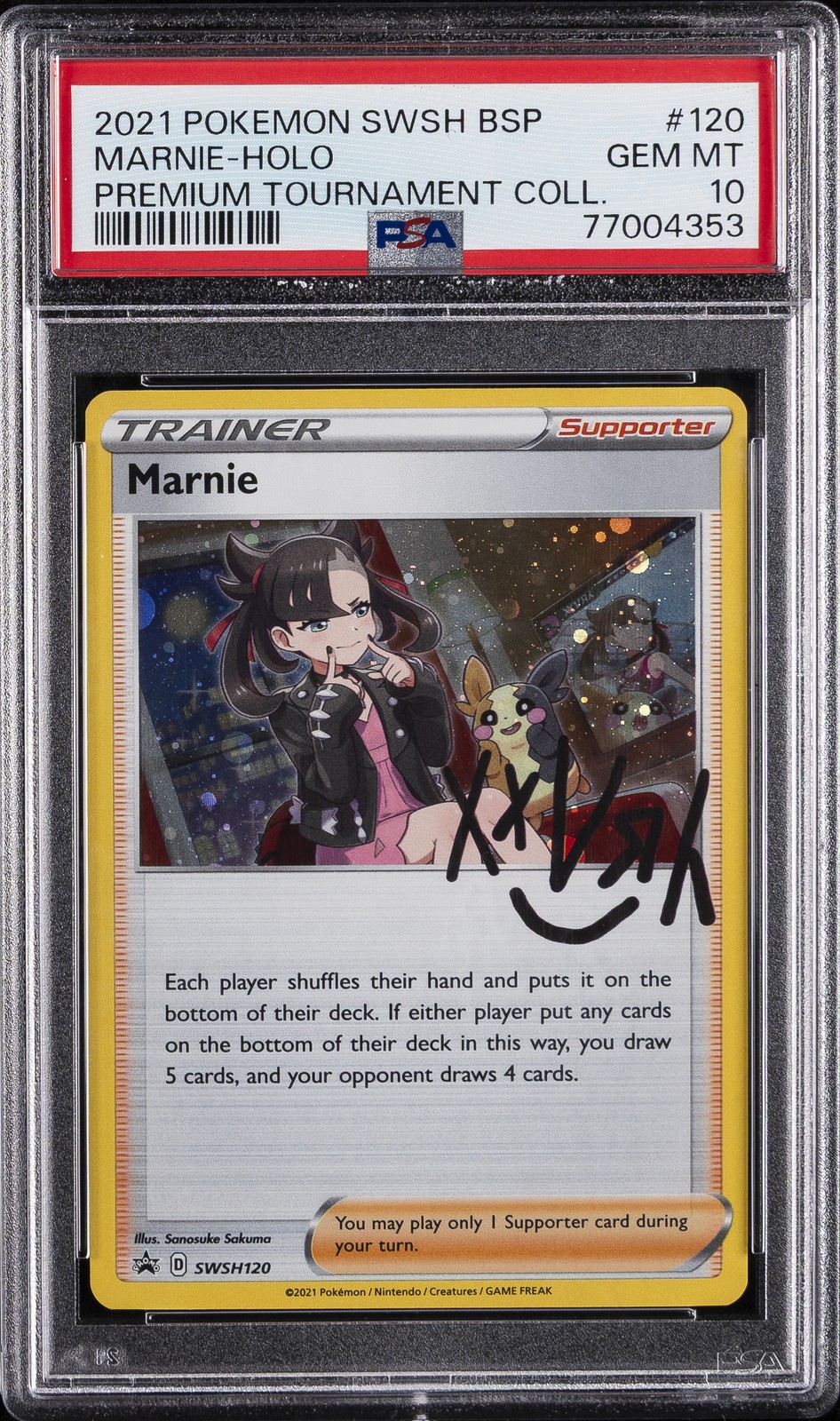 2021 POKEMON SWSH BLACK STAR PROMO #120 MARNIE-HOLO PSA 10