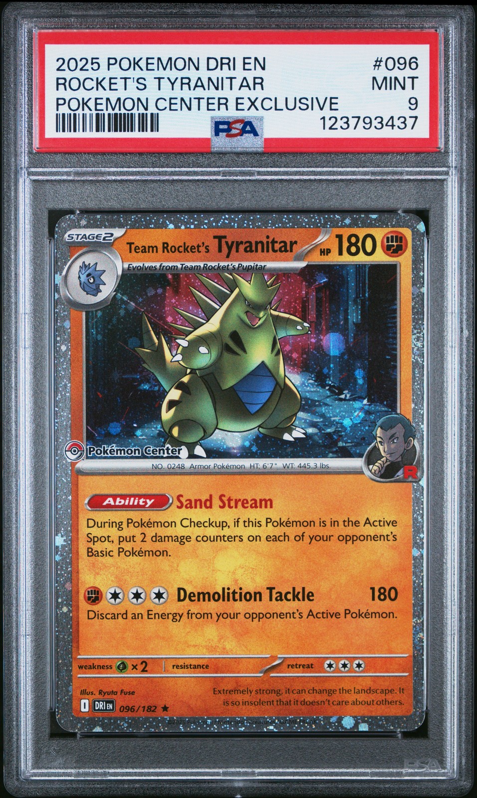 2025 POKEMON DRI EN-DESTINED RIVALS #096 TEAM ROCKET'S TYRANITAR PSA 9