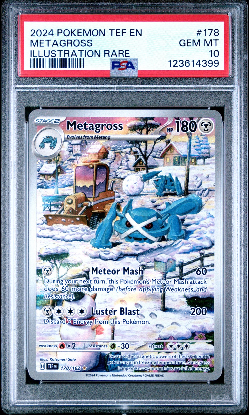 2024 POKEMON TEF EN-TEMPORAL FORCES ILLUSTRATION RARE #178 METAGROSS PSA 10