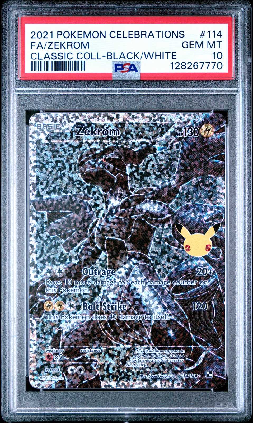 2021 POKEMON CELEBRATIONS CLASSIC COLL #114 FULL ART/ZEKROM PSA 10