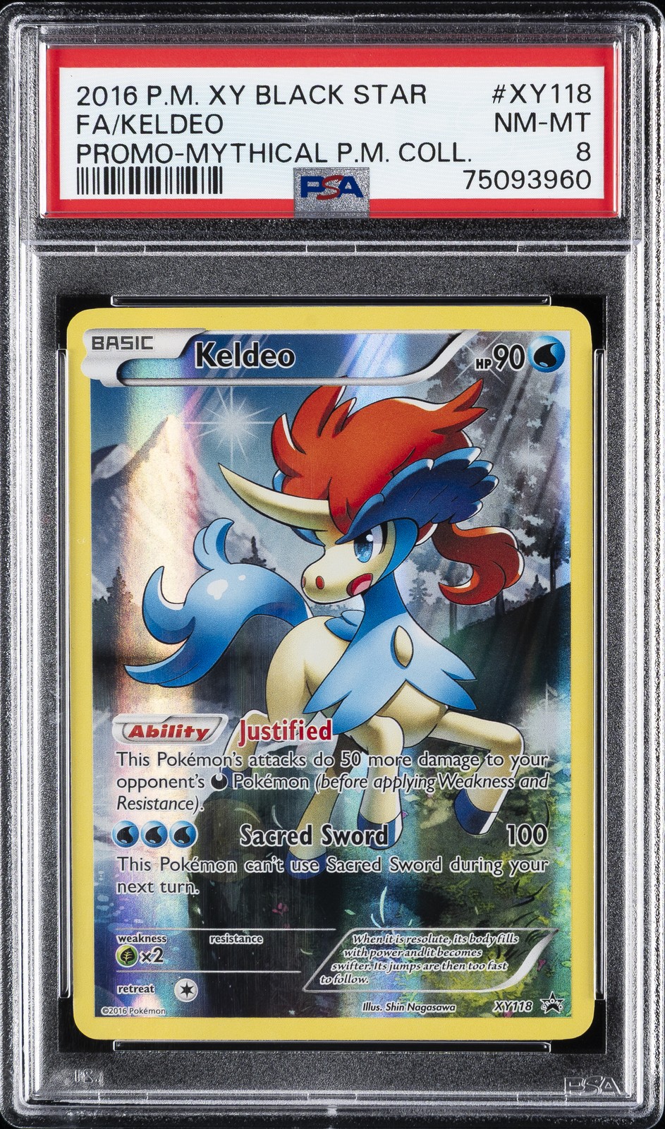 2016 POKEMON XY BLACK STAR PROMO MYTHICAL POKEMON COLL FULL ART/KELDEO PSA 8