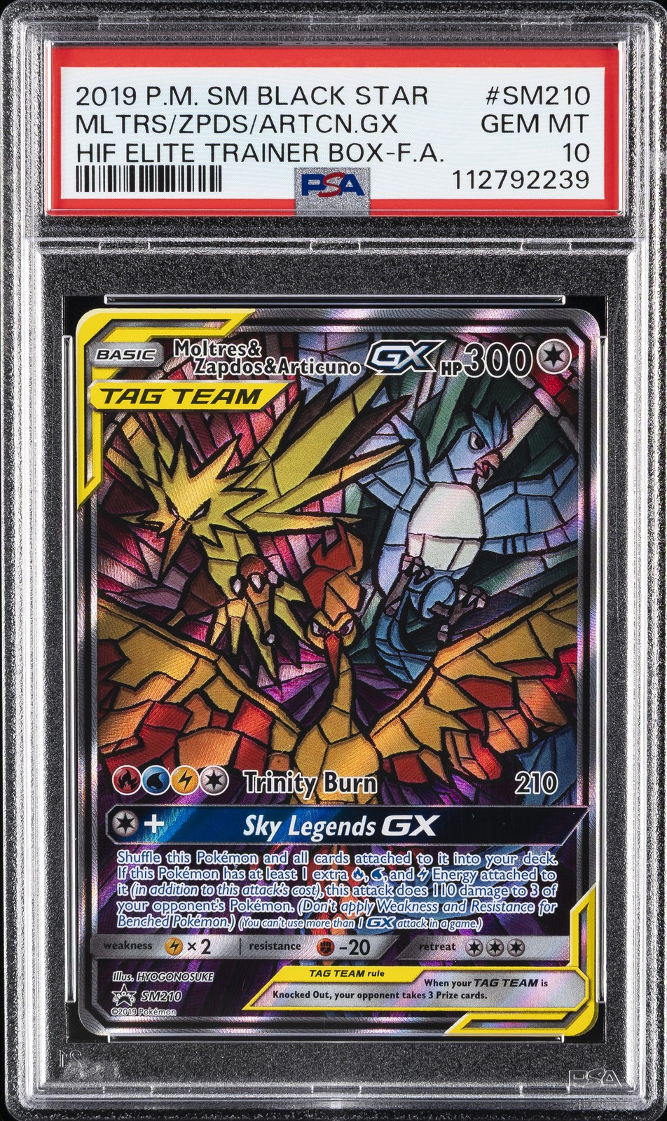 2019 POKEMON SM BLACK STAR PROMO FULL ART/MOLTRES & ZAPDOS & ARTICUNO GX PSA 10