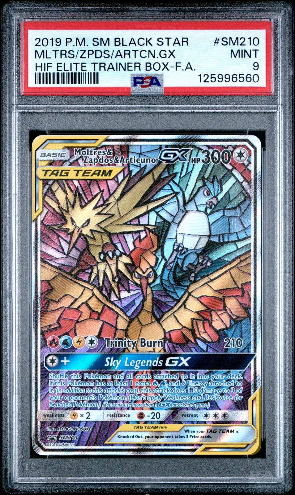 2019 POKEMON SM BLACK STAR PROMO FULL ART/MOLTRES & ZAPDOS & ARTICUNO GX PSA 9