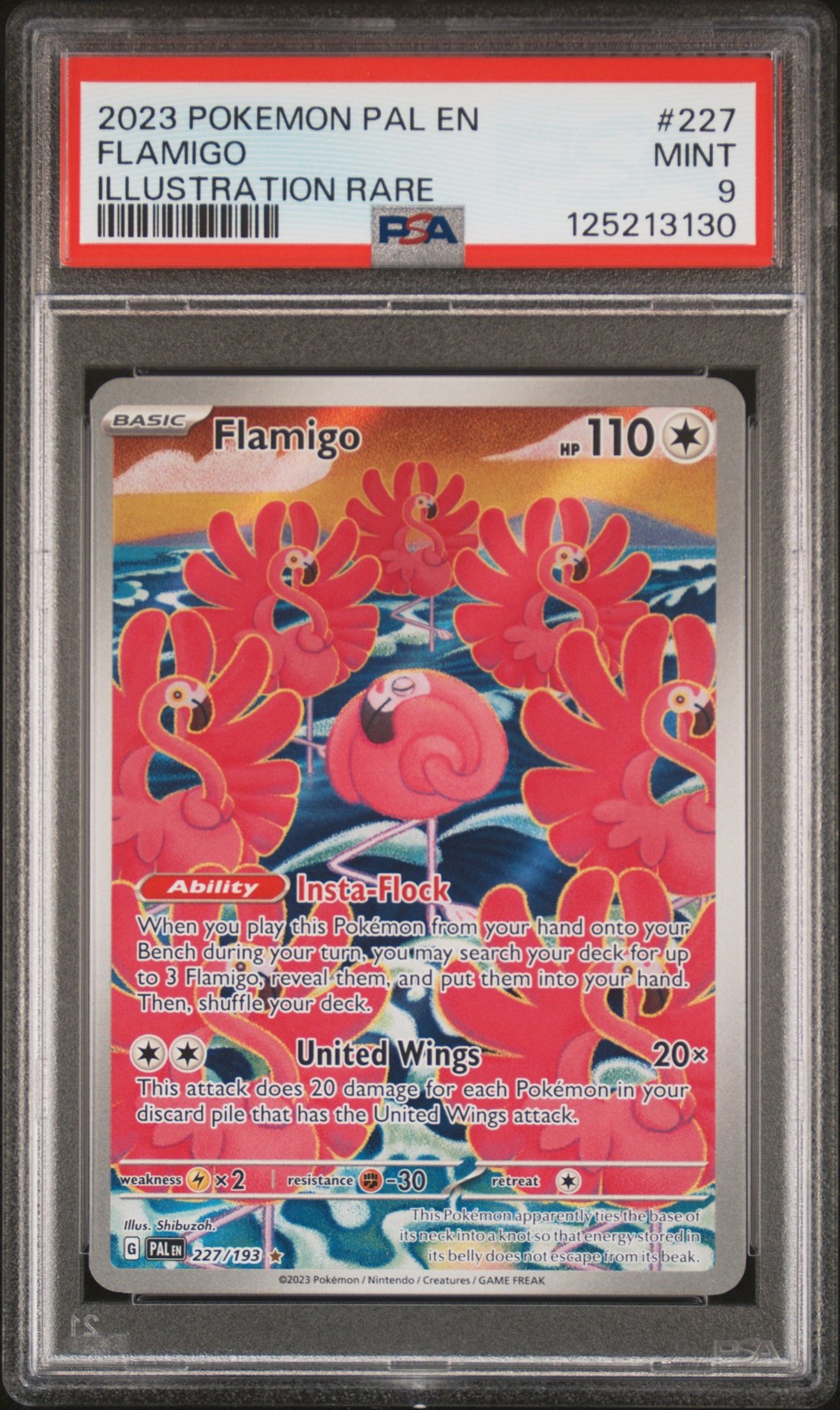 2023 POKEMON PAL EN-PALDEA EVOLVED ILLUSTRATION RARE #227 FLAMIGO PSA 9