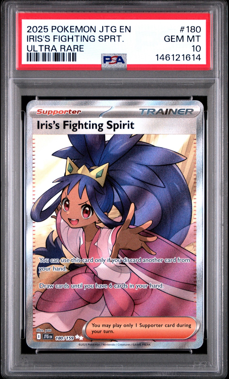 2025 POKEMON JTG EN-JOURNEY TOGETHER ULTRA RARE IRIS'S FIGHTING SPIRIT PSA 10