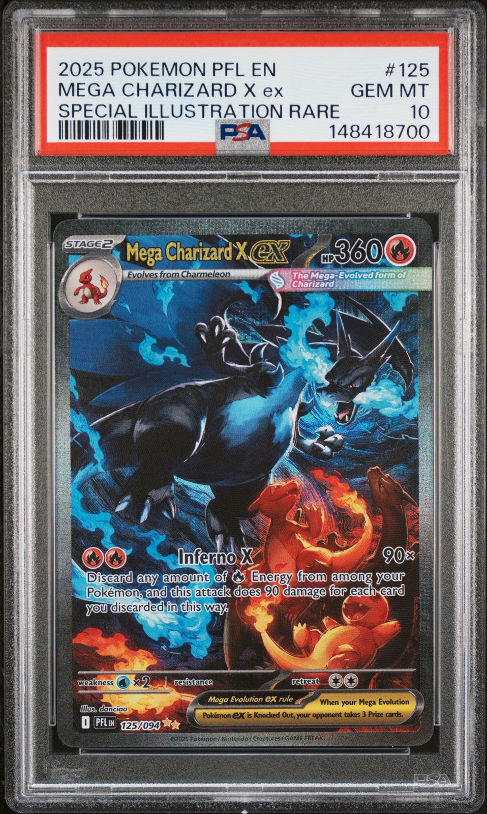 2025 POKEMON PFL EN-PHANTASMAL FLAMES #125 MEGA CHARIZARD X EX PSA 10