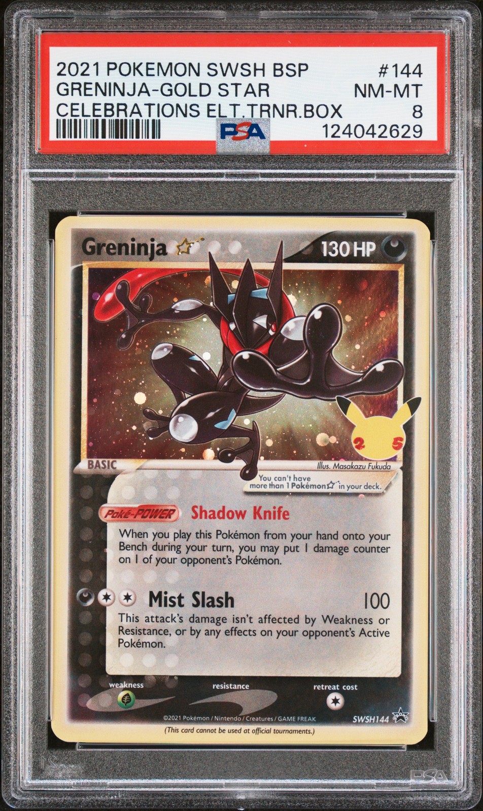 2021 POKEMON SWSH BLACK STAR PROMO #144 GRENINJA-GOLD STAR PSA 8