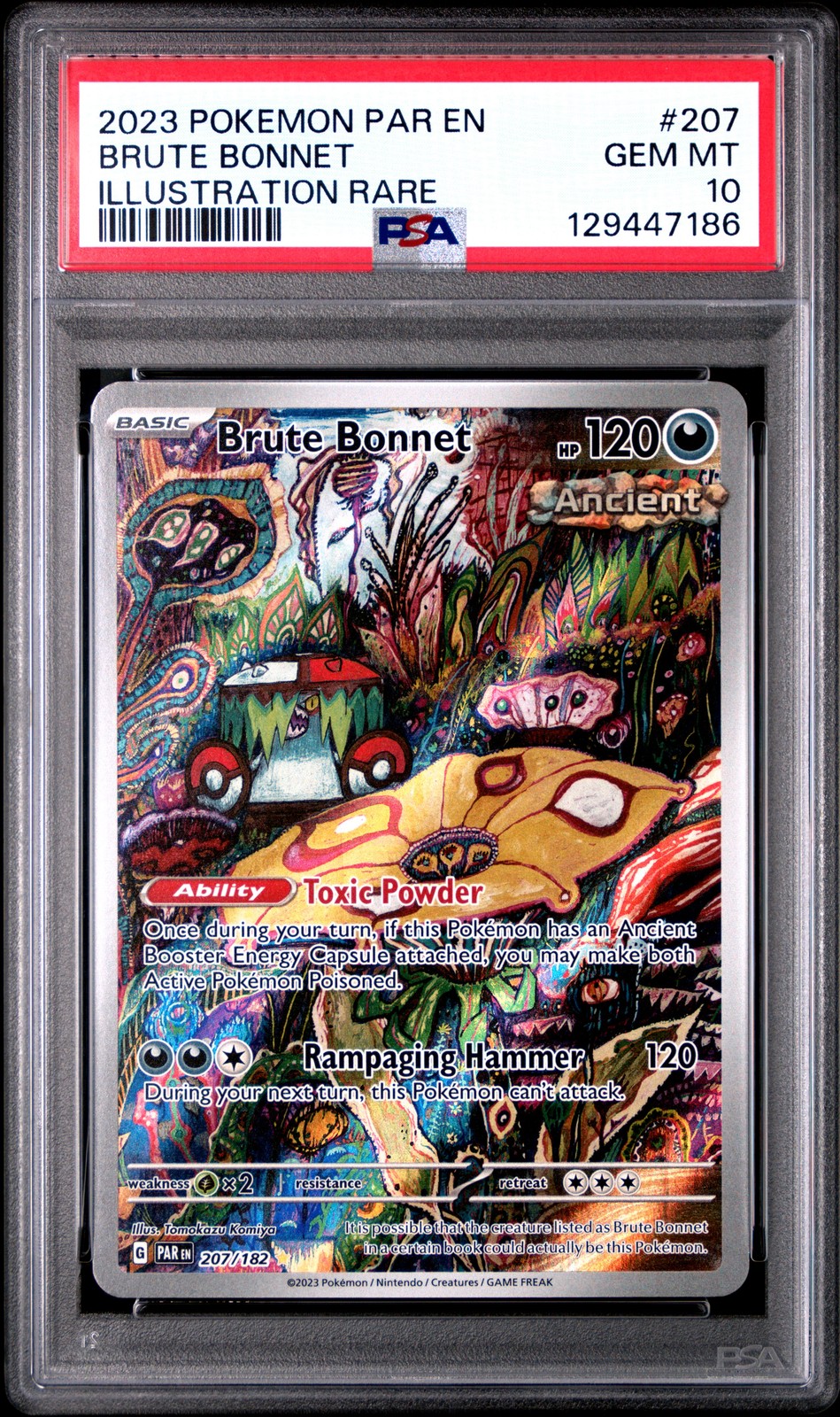 2023 POKEMON PAR EN-PARADOX RIFT ILLUSTRATION RARE #207 BRUTE BONNET PSA 10