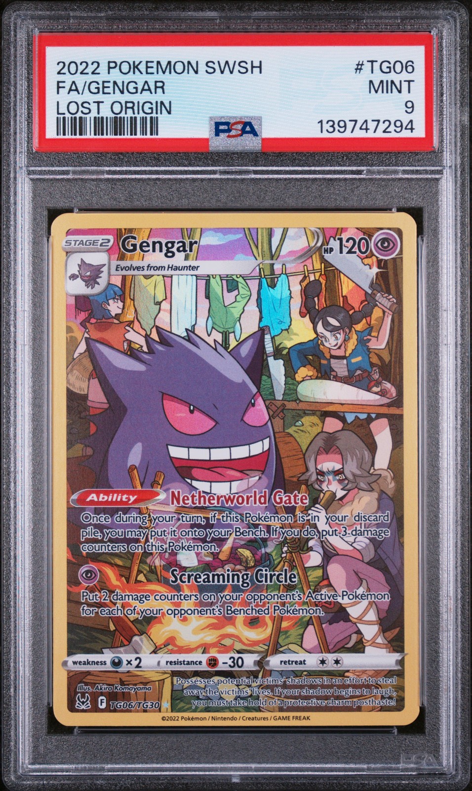 2022 POKEMON SWORD & SHIELD LOST ORIGIN #TG06 FULL ART/GENGAR PSA 9