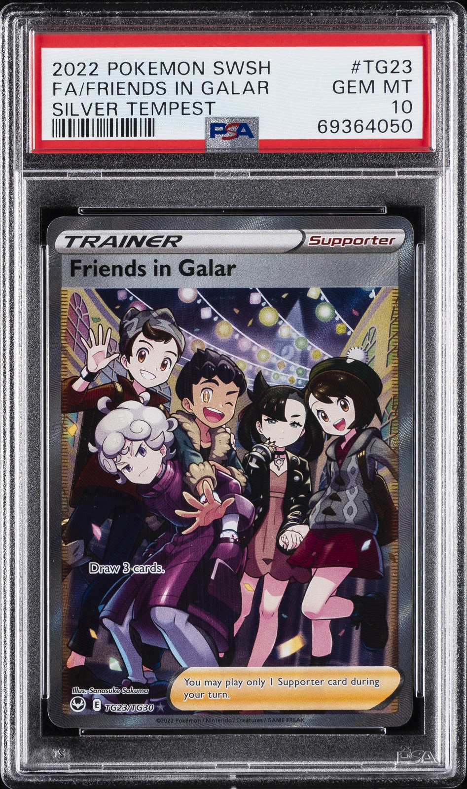2022 POKEMON SWORD & SHIELD SILVER TEMPEST FULL ART/FRIENDS IN GALAR PSA 10