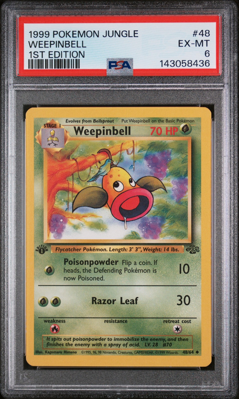 1999 POKEMON JUNGLE 1ST ED #48 WEEPINBELL PSA 6