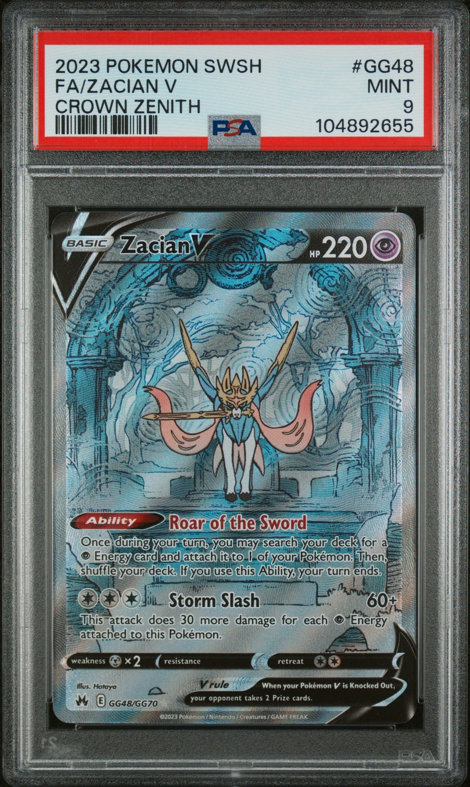 2023 POKEMON SWORD & SHIELD CROWN ZENITH #GG48 FULL ART/ZACIAN V PSA 9