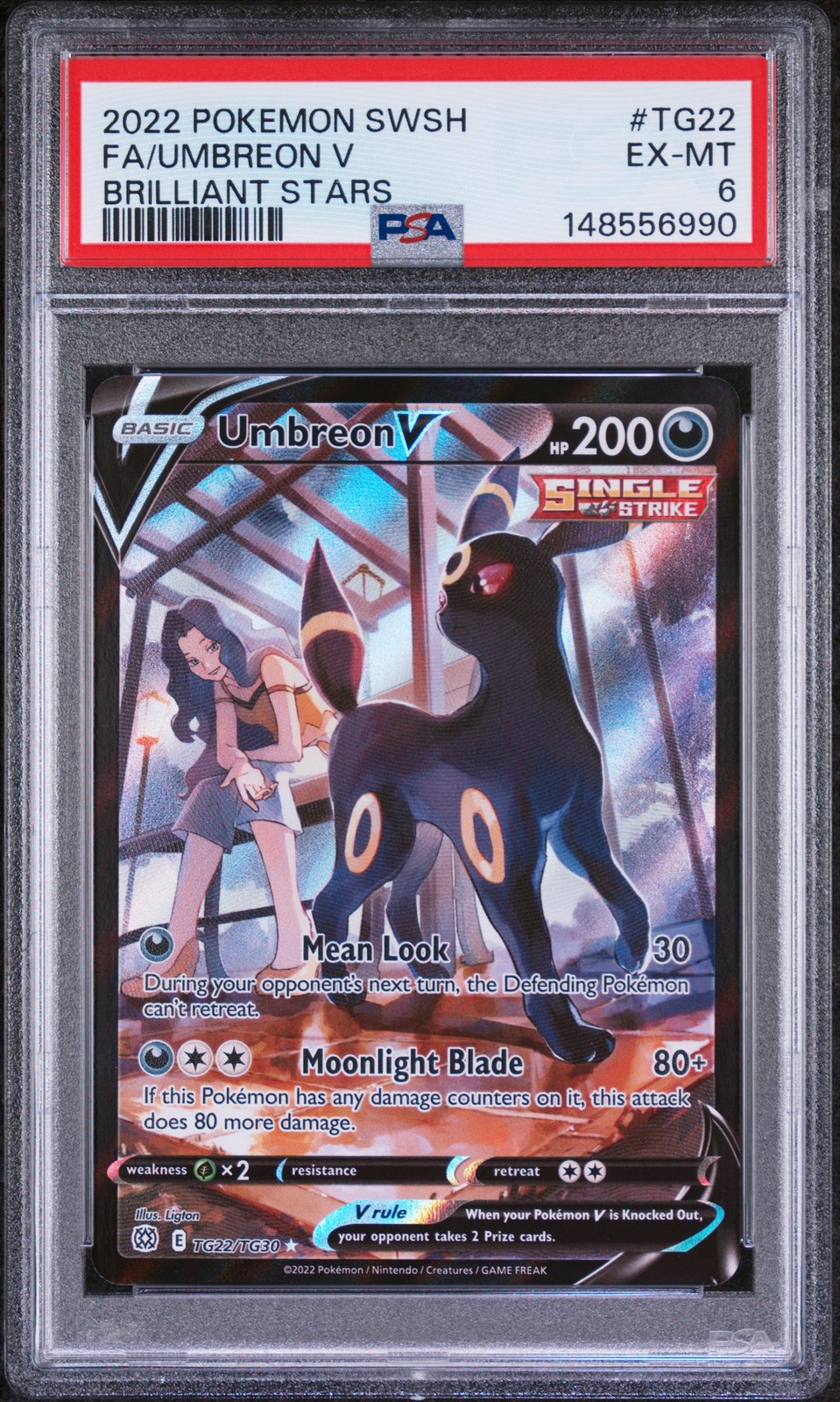 2022 POKEMON SWORD & SHIELD BRILLIANT STARS #TG22 FULL ART/UMBREON V PSA 6