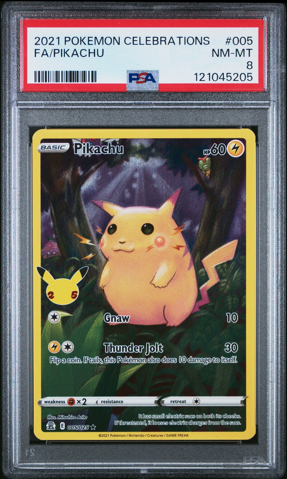 2021 POKEMON CELEBRATIONS #005 FULL ART/PIKACHU PSA 8