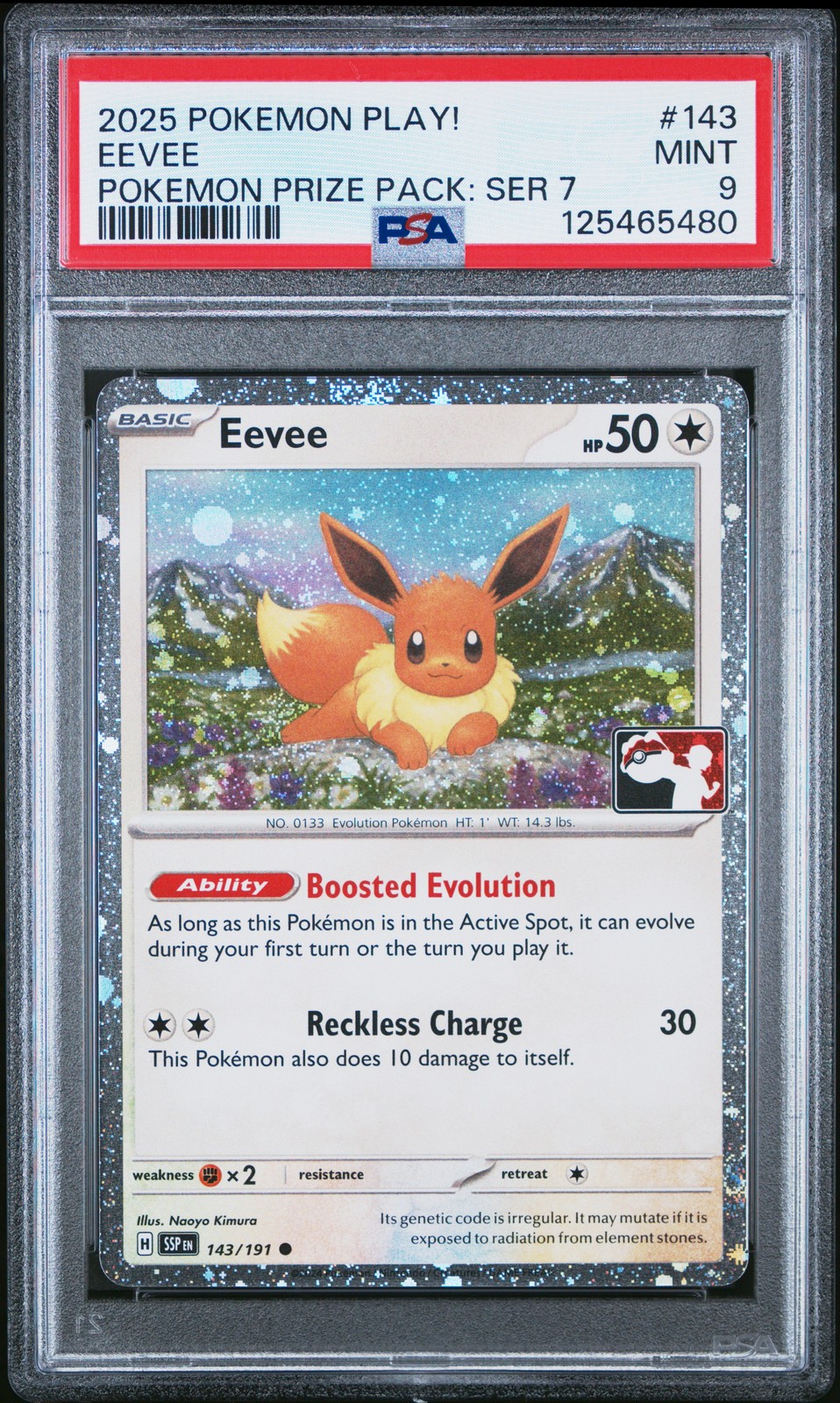 2025 POKEMON PLAY! POKEMON PRIZE PACK: SER 7 #143 EEVEE PSA 9