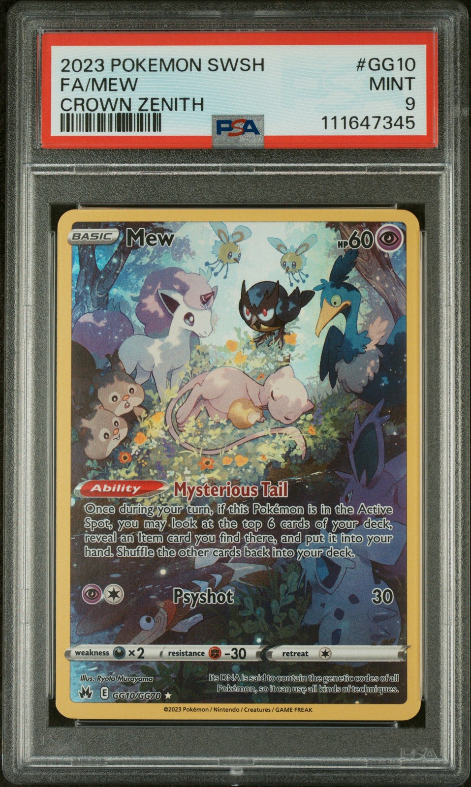 2023 POKEMON SWORD & SHIELD CROWN ZENITH #GG10 FULL ART/MEW PSA 9
