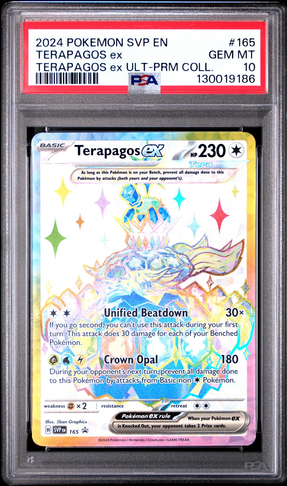 2024 POKEMON SVP EN-SV BLACK STAR PROMO #165 TERAPAGOS EX PSA 10