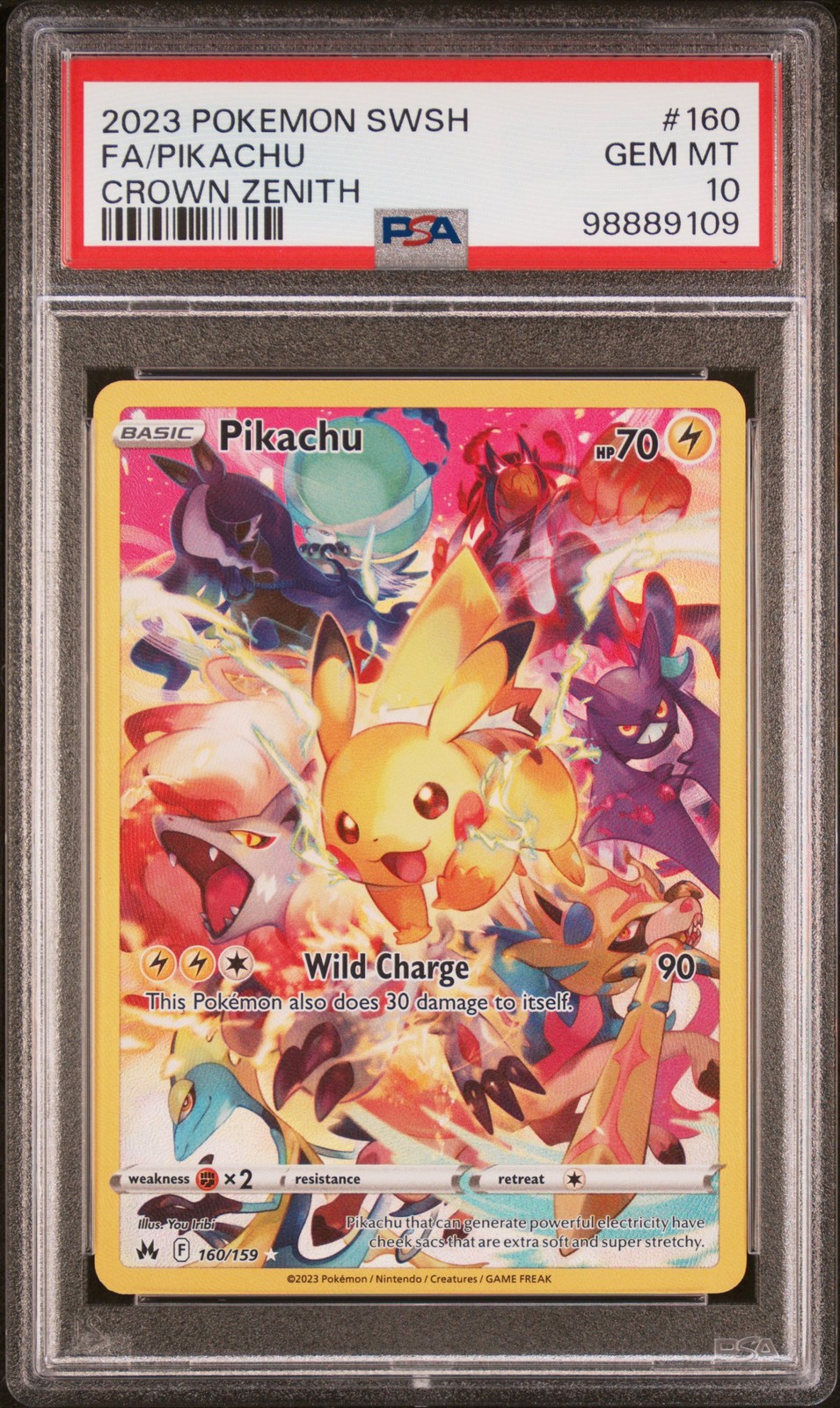 2023 POKEMON SWORD & SHIELD CROWN ZENITH #160 FULL ART/PIKACHU PSA 10