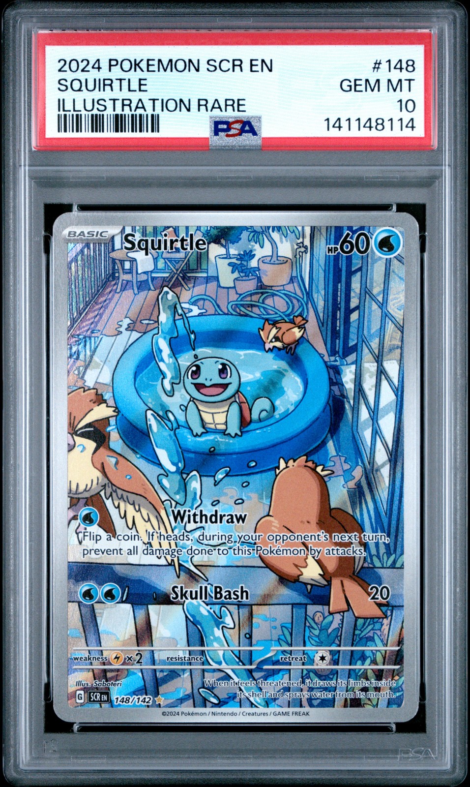 2024 POKEMON SCR EN-STELLAR CROWN ILLUSTRATION RARE #148 SQUIRTLE PSA 10