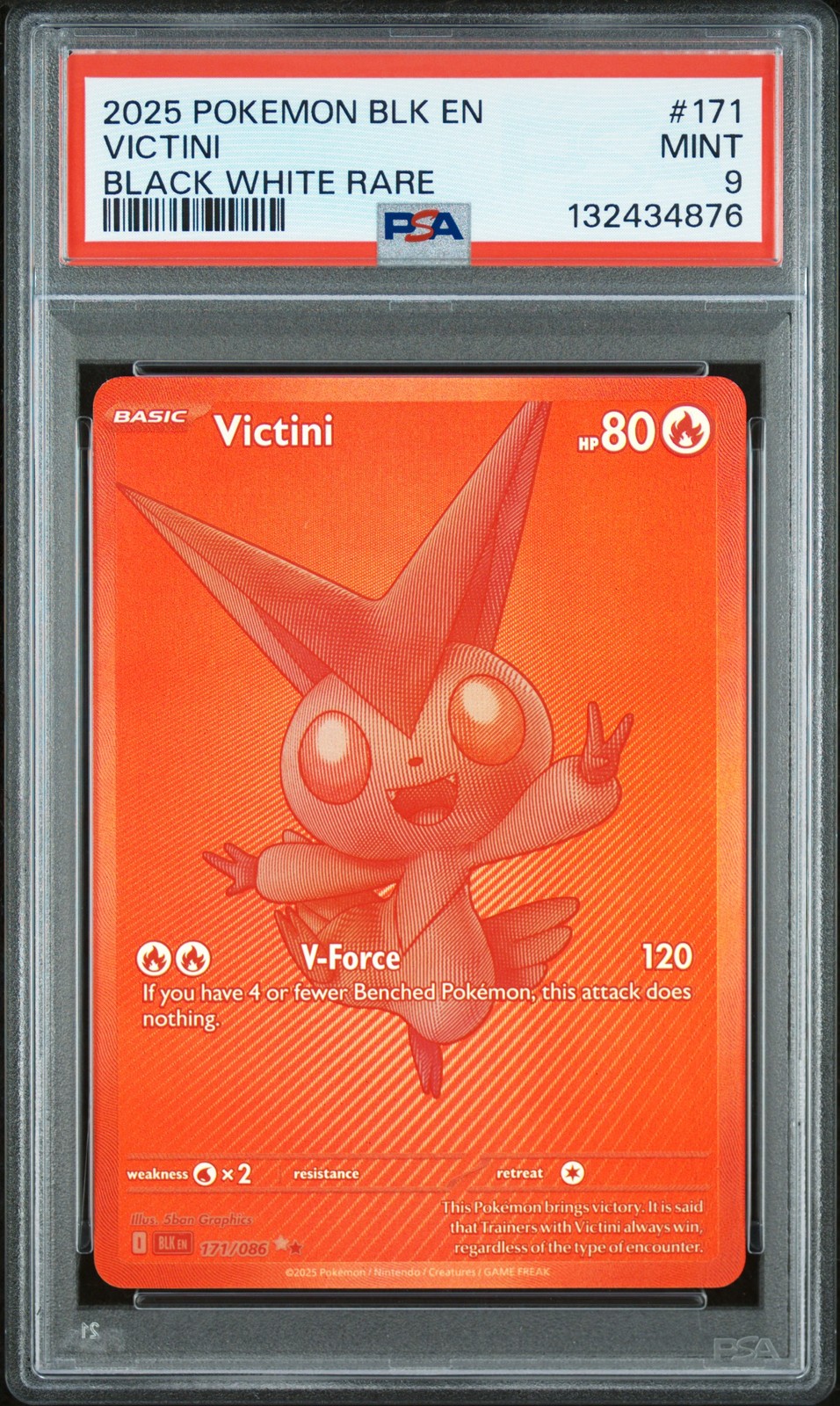 2025 POKEMON BLK EN-BLACK BOLT BLACK WHITE RARE #171 VICTINI PSA 9