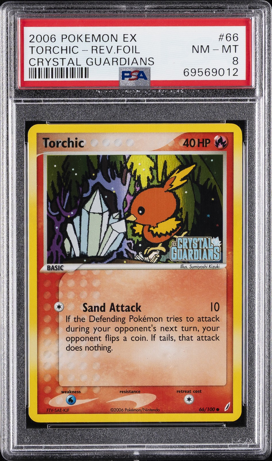 2006 POKEMON EX CRYSTAL GUARDIANS #66 TORCHIC-REVERSE FOIL PSA 8